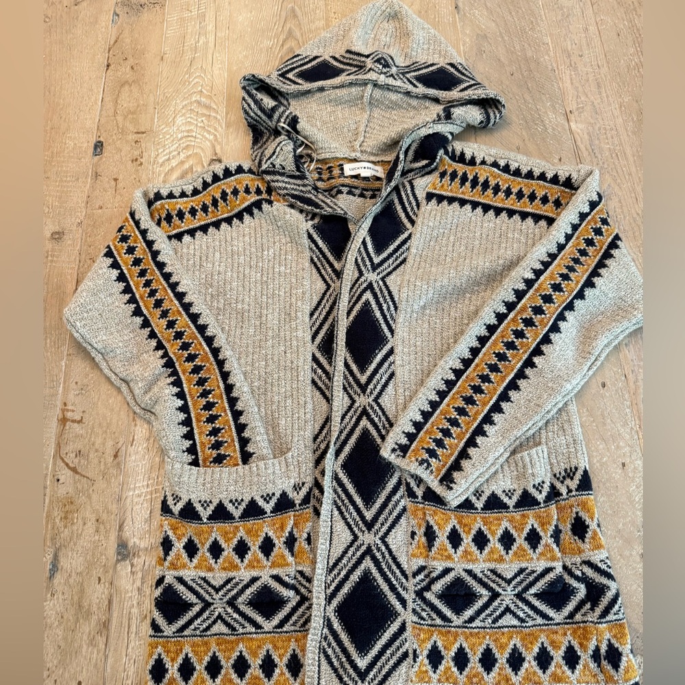 Lucky Brand Aztec Southwestern Cardigan Sweater L